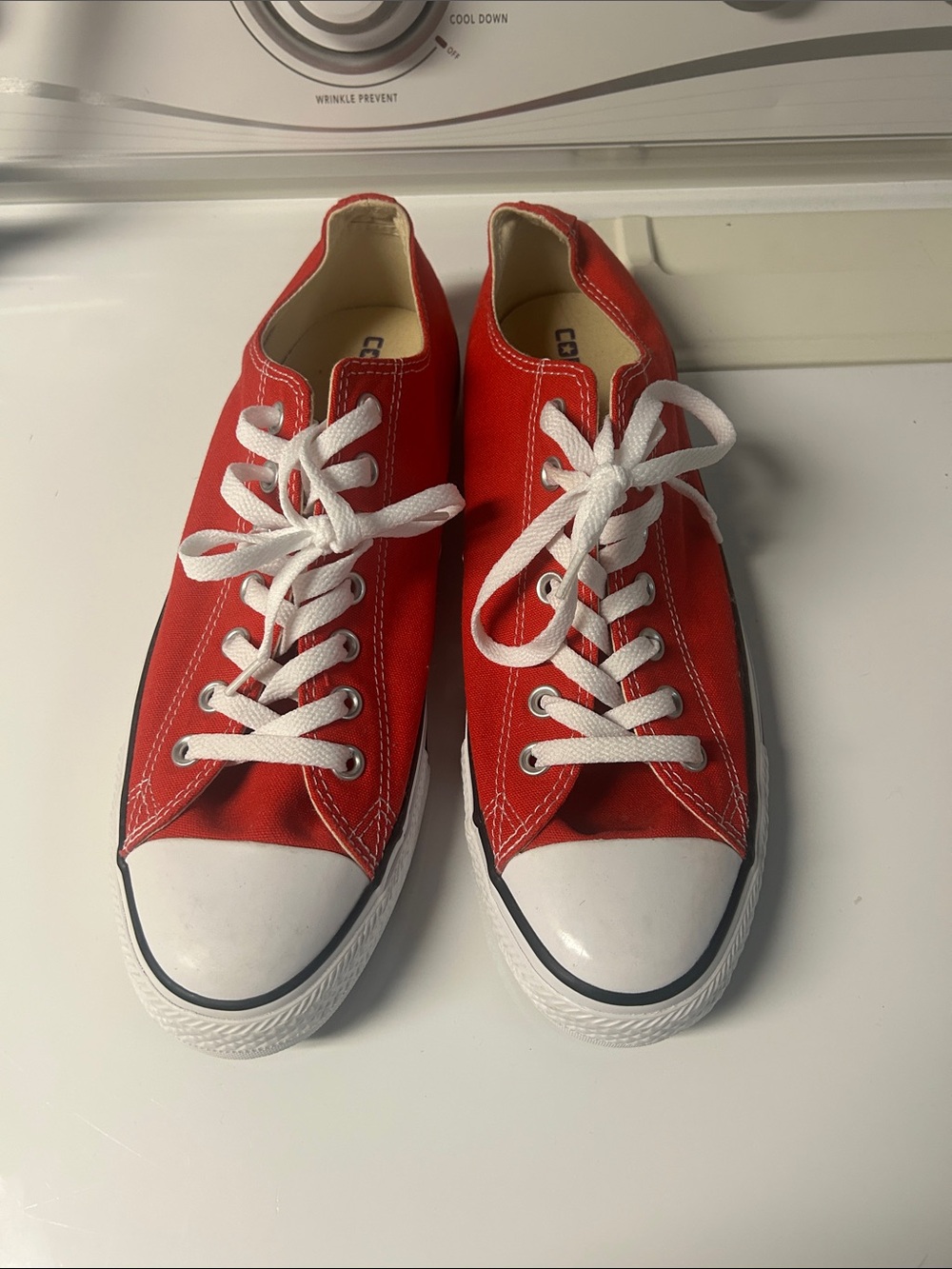 Converse Red Low-Top Canvas Sneakers with White Trim